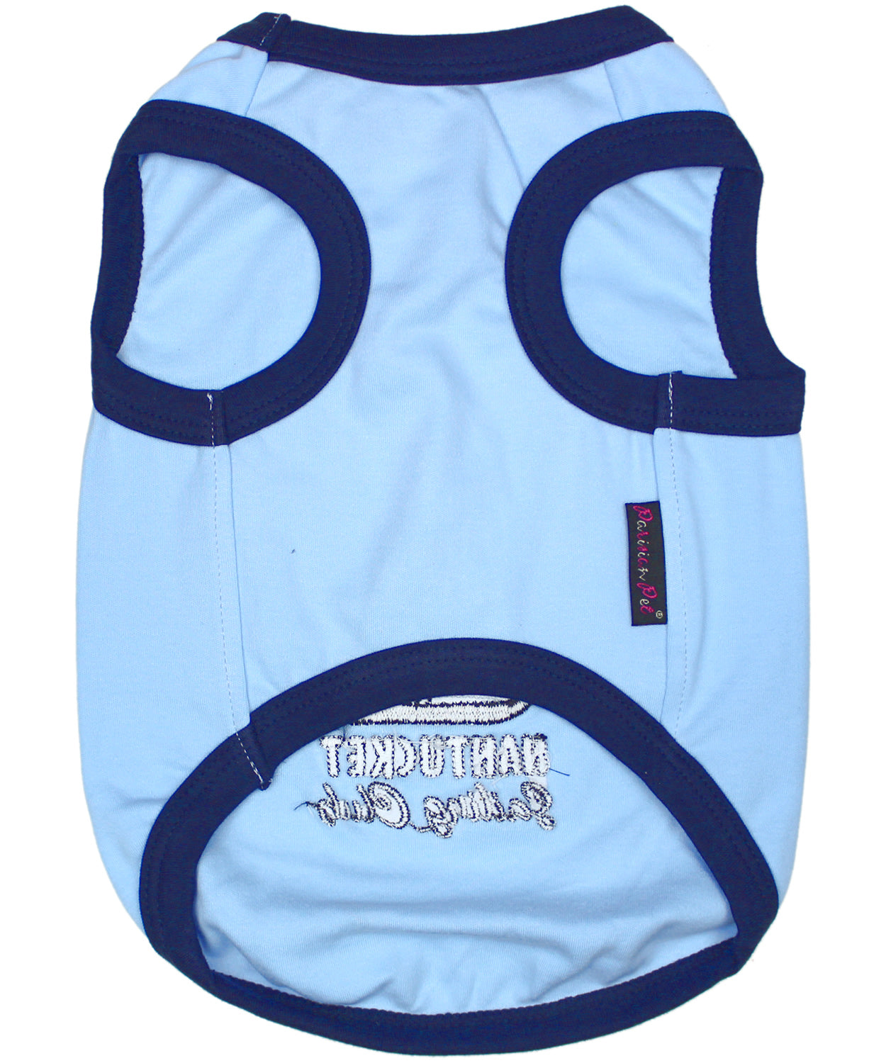 Parisian Pet Sailing Club Dog Shirt  Nautical Embroidered Pet Apparel for Dogs & Cats, Light Blue