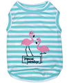 Parisian Pet Flamingos Dog T-Shirt-Light Blue & White Stripes