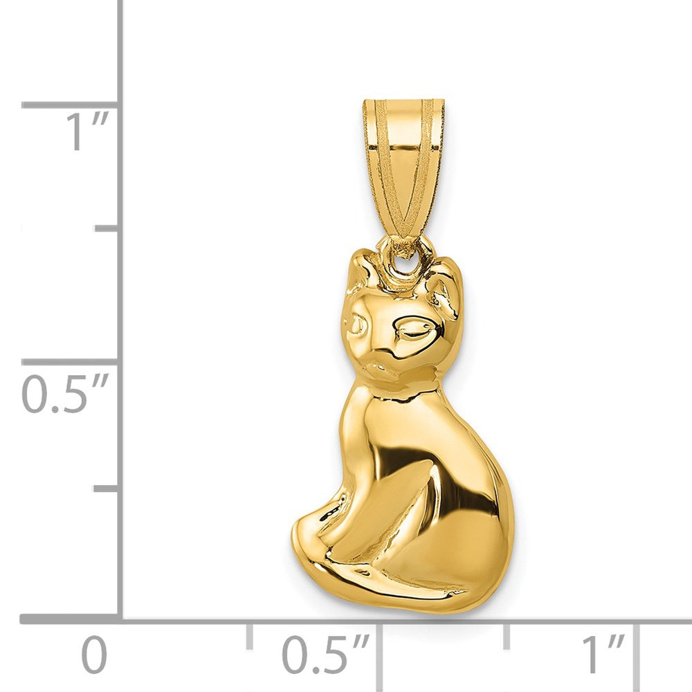 14k Yellow Gold Polished Cat Pendant