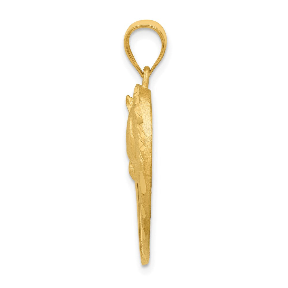 14k Yellow Gold Horse Head and Heart Pendant, 22mm