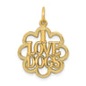 14k Yellow Gold I Love Dogs Scalloped Edge Pendant