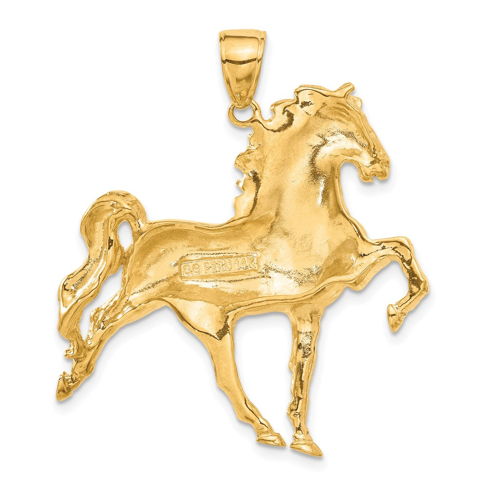 14k Yellow Gold Large Prancing Horse Pendant