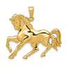 14k Yellow Gold Large Galloping Horse Pendant