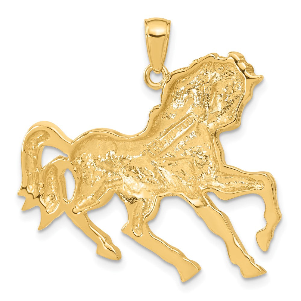 14k Yellow Gold Large Galloping Horse Pendant