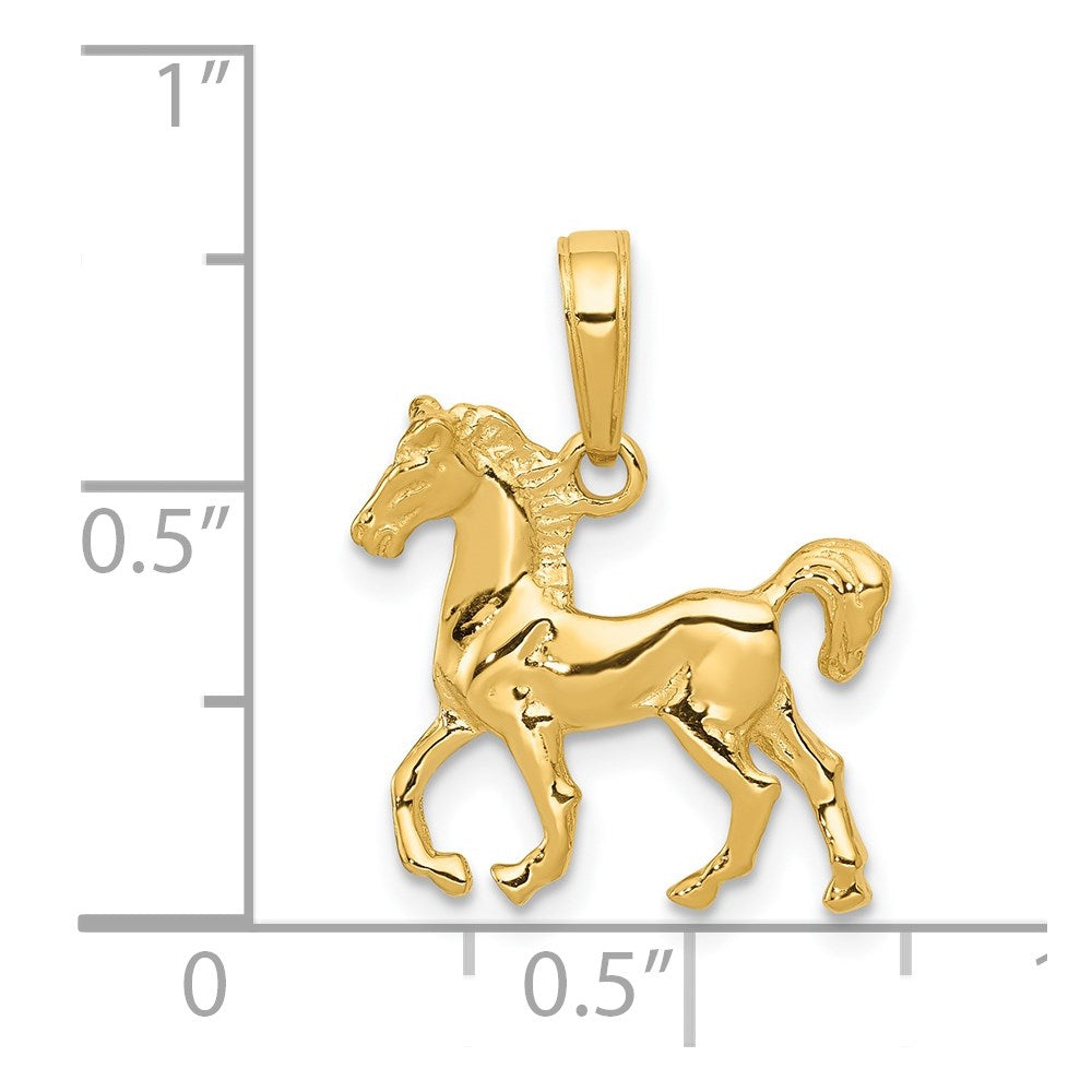 14k Yellow Gold Small Walking Horse Pendant