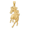 14k Yellow Gold Large Polished and Satin Galloping Horse Pendant