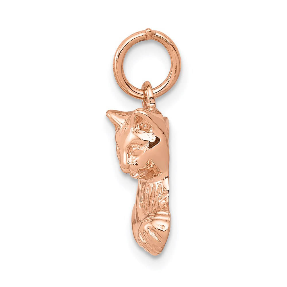 14k Rose Gold 2D Cat and Ball Charm and Pendant