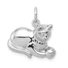 14k White Gold 2D Cat and Ball Charm or Pendant