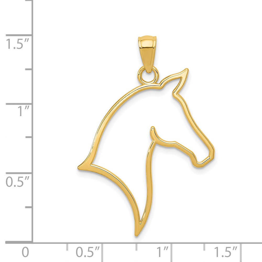 14k Yellow Gold Horse Head Silhouette Pendant