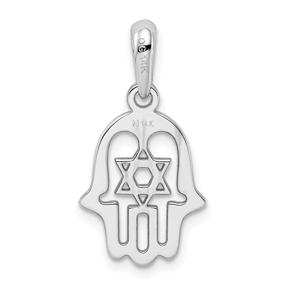 14k White Gold Polished Star of David Chamseh Pendant