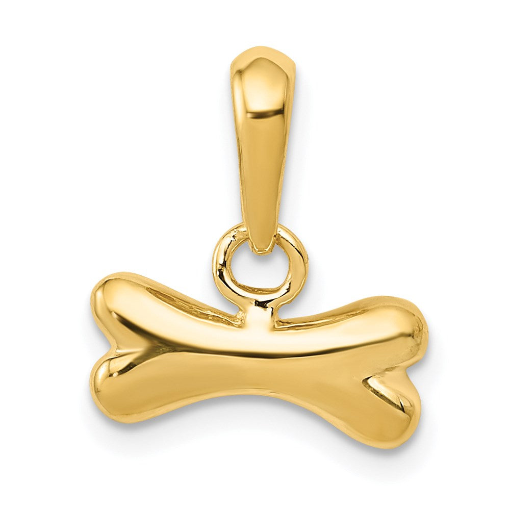 14k Yellow Gold Small 3D Polished Dog Bone Pendant