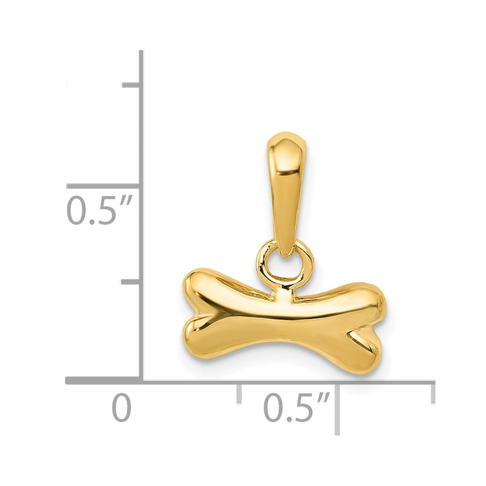 14k Yellow Gold Small 3D Polished Dog Bone Pendant
