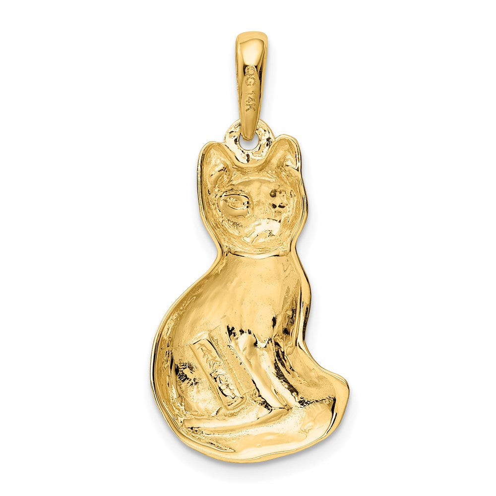 14k Yellow Gold Large Polished Cat Pendant