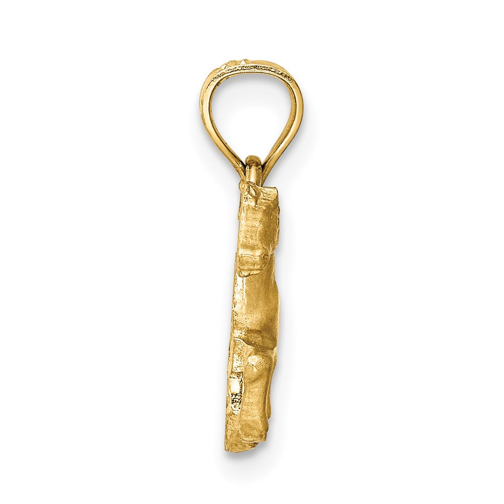 14k Yellow Gold Small Satin Galloping Horse Pendant
