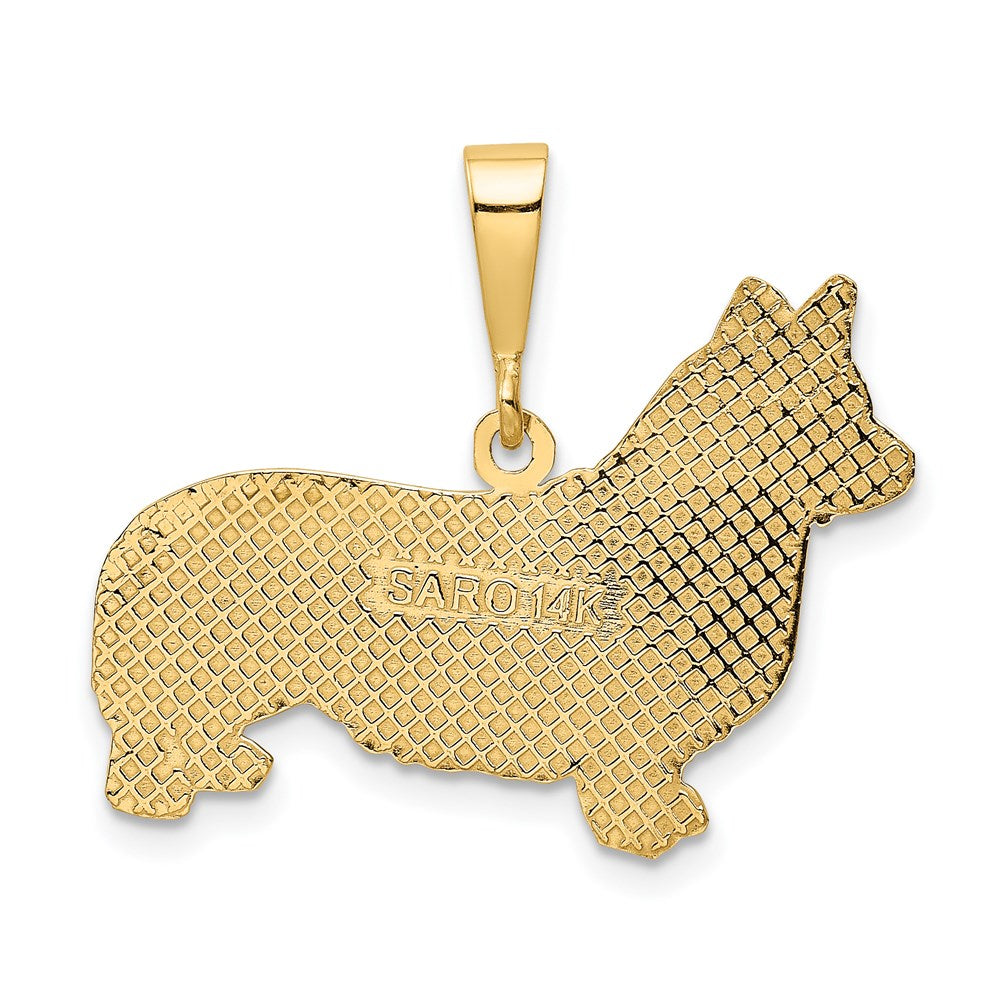 14k Yellow Gold Welsh Corgi Dog Pendant