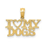 14k Yellow Gold I Heart My Dogs Polished Pendant