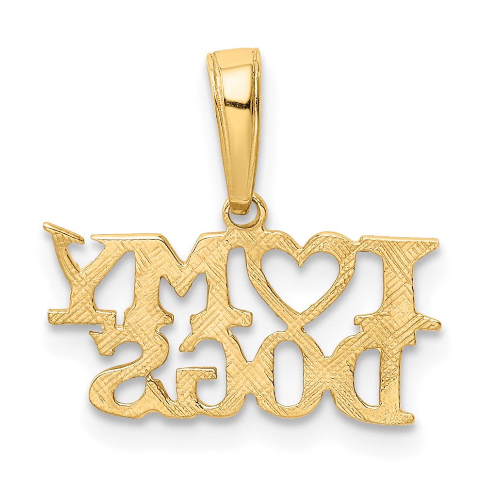 14k Yellow Gold I Heart My Dogs Polished Pendant