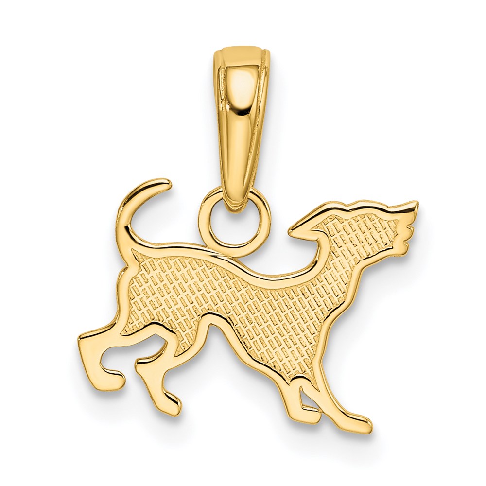 14k Yellow Gold Small Playing Dog Pendant