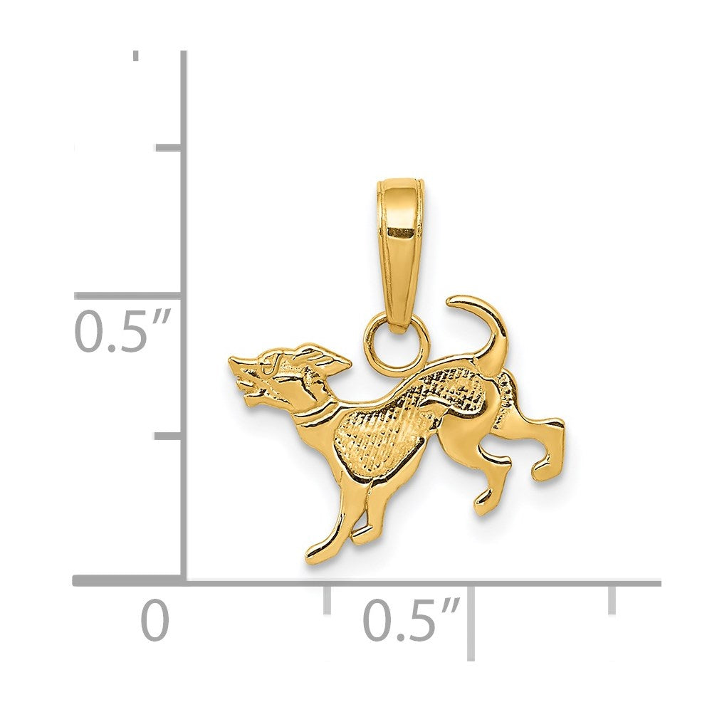 14k Yellow Gold Small Playing Dog Pendant