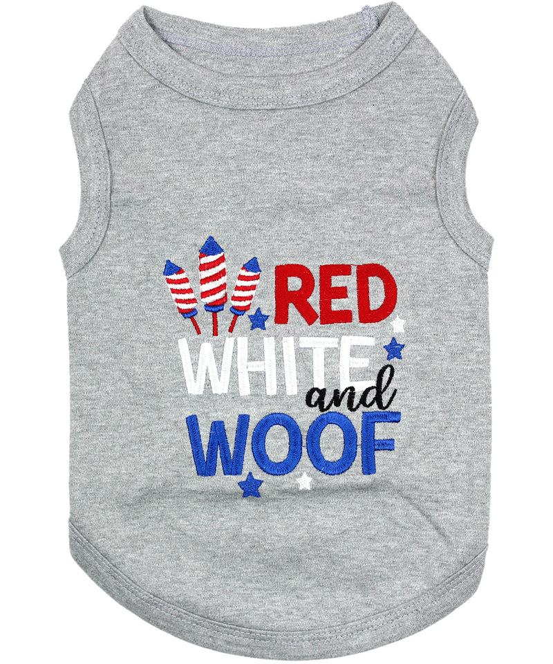 Parisian Pet Red, White & Woof Fourth of July Pet Outfit-White & Blue