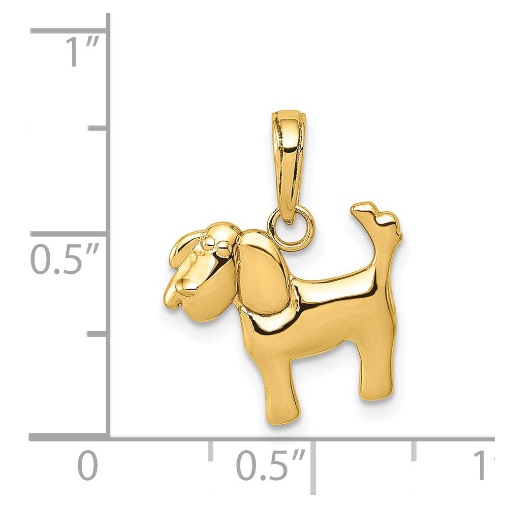 14k Yellow Gold Polished Whimsical Dog Pendant