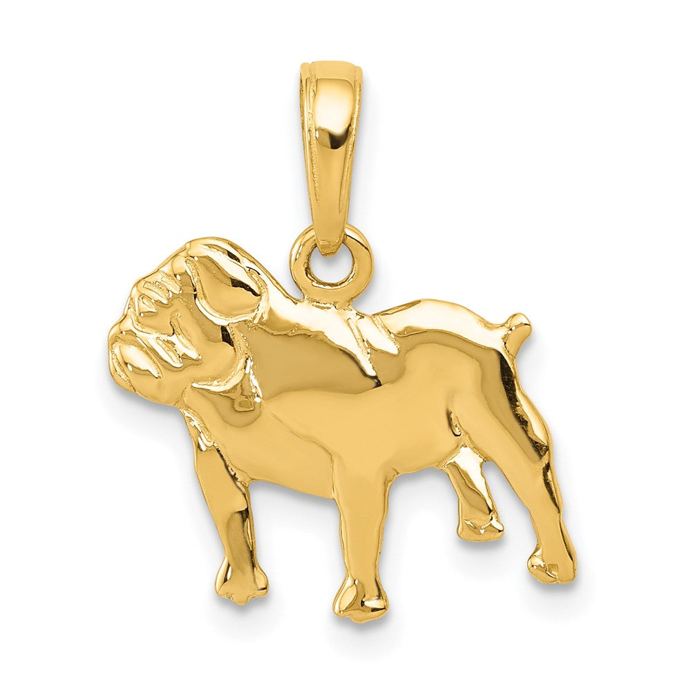 14k Yellow Gold Polished Bulldog Pendant
