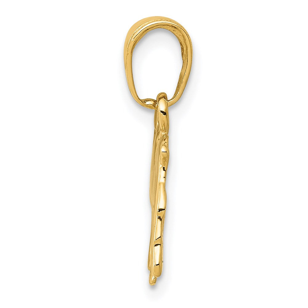 14k Yellow Gold Polished Bulldog Pendant