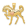14 Two Tone Gold Prancing Horse with Pink Heart Pendant