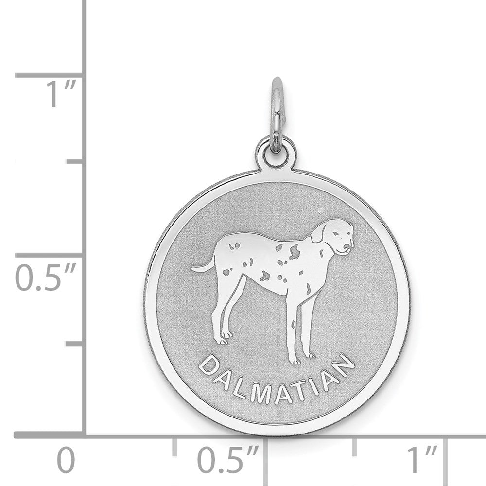 Sterling Silver Laser Etched Dalmatian Dog Pendant, 19mm
