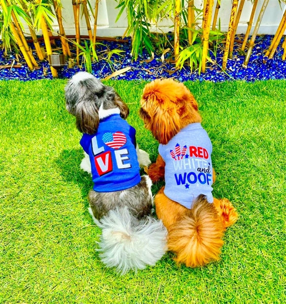 Parisian Pet Love USA Patriotic Dog Shirt  Embroidered Pet Apparel for Dogs & Cats, Navy Blue-Valentines Day