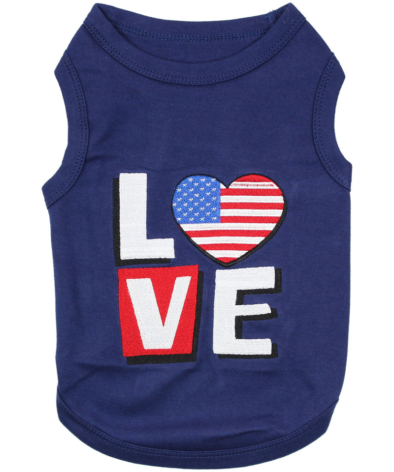 Parisian Pet Love USA Patriotic Dog T-Shirt-Navy Blue