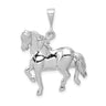 14k White Gold Polished Horse Pendant, 25mm