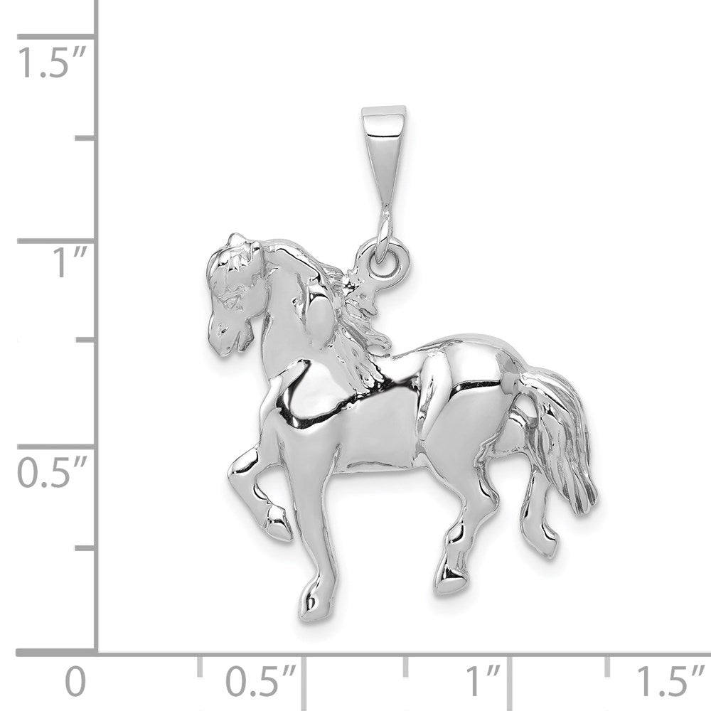 14k White Gold Polished Horse Pendant, 25mm