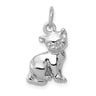 14k White Gold 2D Polished Cat Charm or Pendant