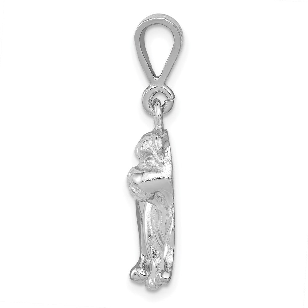 14k White Gold Polished 2D Bulldog Pendant