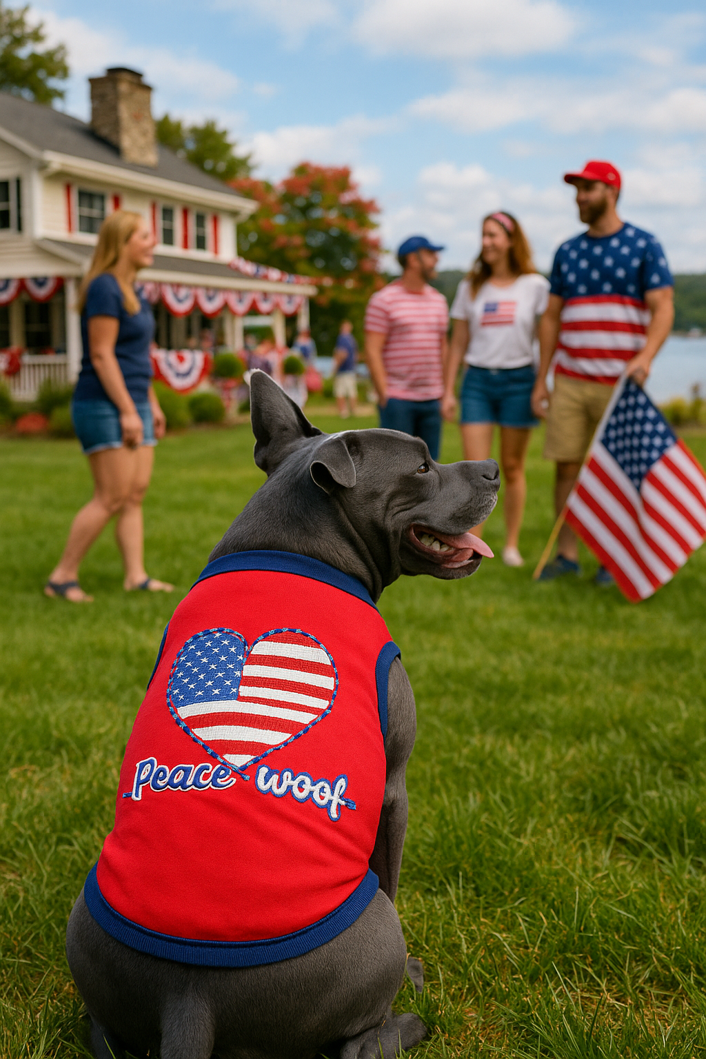 Parisian Pet Peace Love Woof Fun Slogan Dog T-Shirt