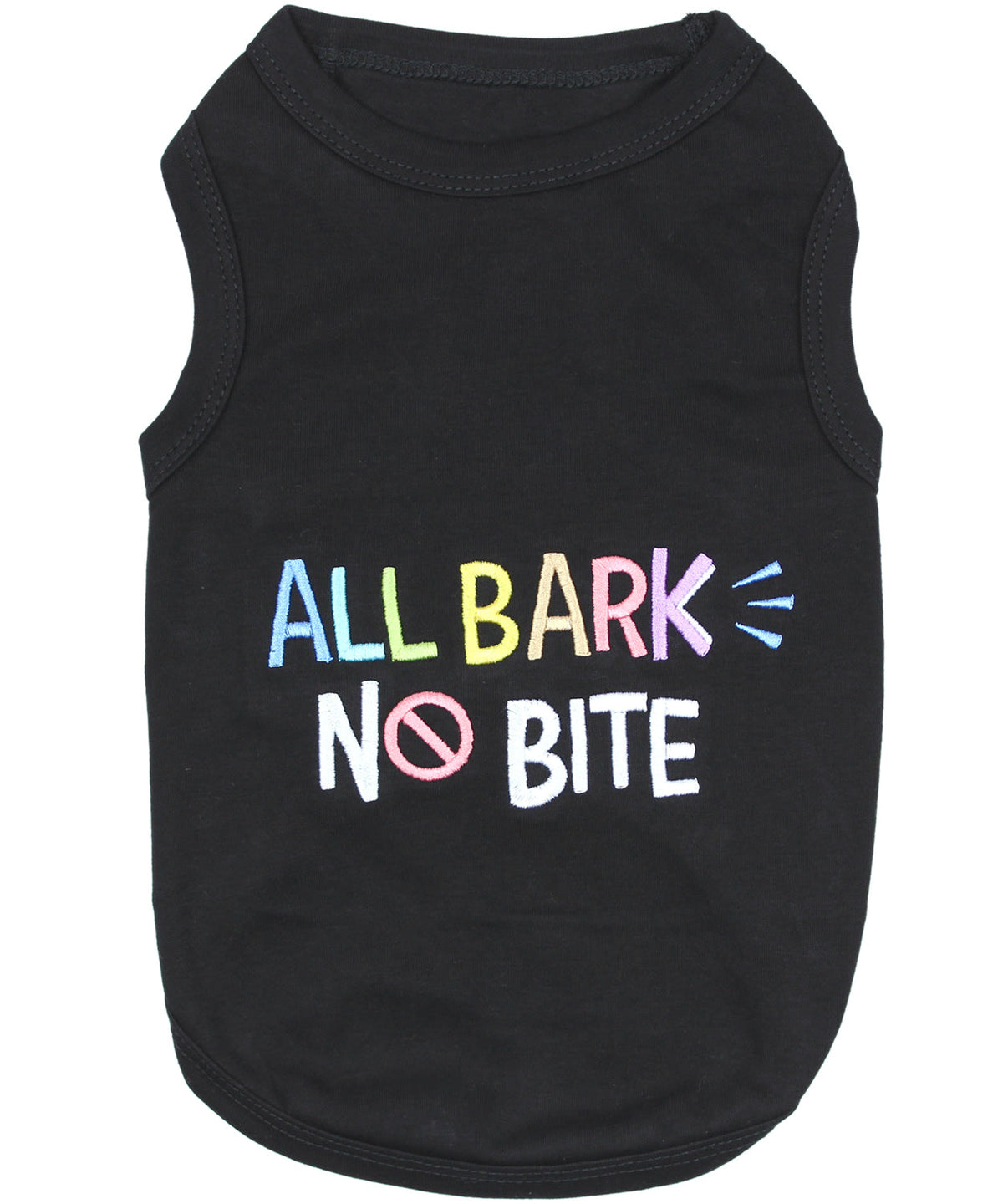 Parisian Pet All Bark No Bite Embroidered Dog T-Shirt-Black