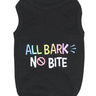 Parisian Pet All Bark No Bite Embroidered Dog T-Shirt – Funny Slogan Pet Apparel for Dogs & Cats, Black