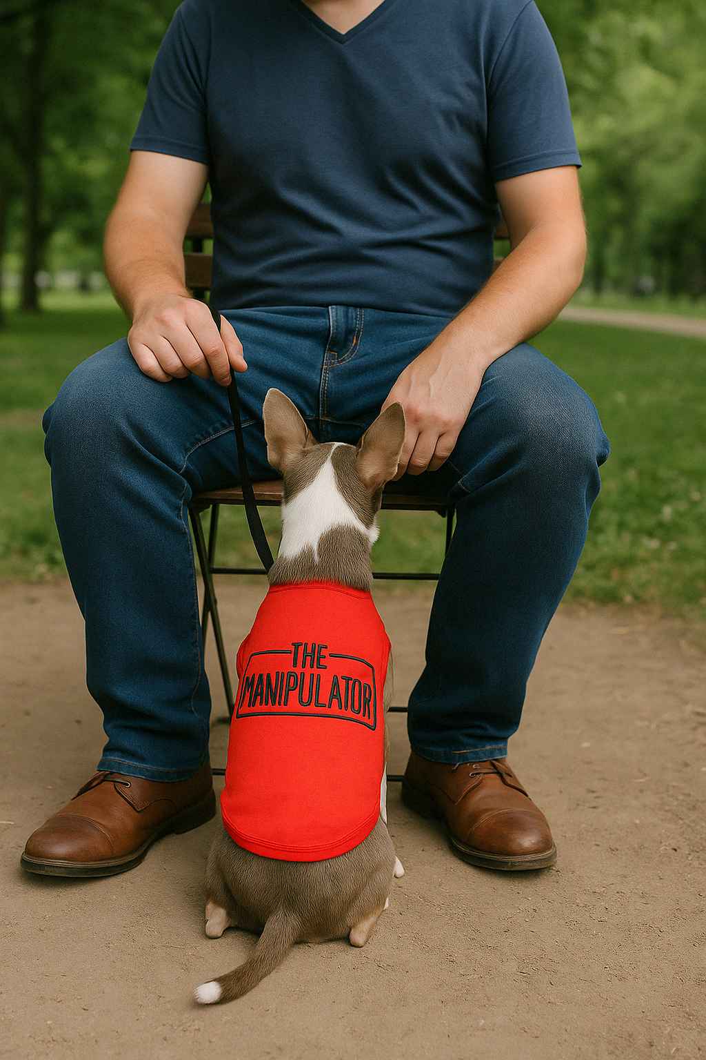 Parisian Pet The Manipulator Playful Slogan Dog T-Shirt-Red