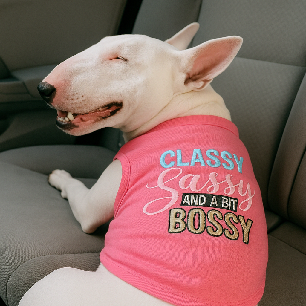 Parisian Pet Classy, Sassy, & a Bit Bossy Dog T-Shirt-Pink