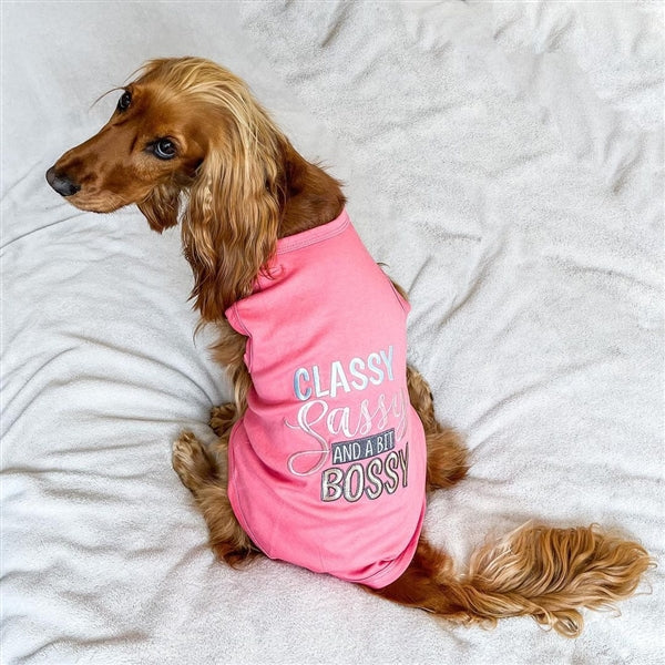 Parisian Pet Classy, Sassy, & a Bit Bossy Dog T-Shirt-Pink