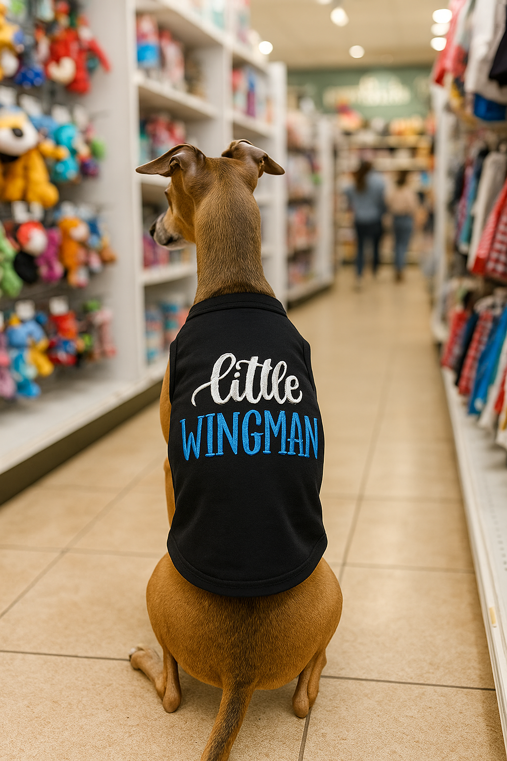 Parisian Pet Little Wingman Winged Dog T-Shirt-Black