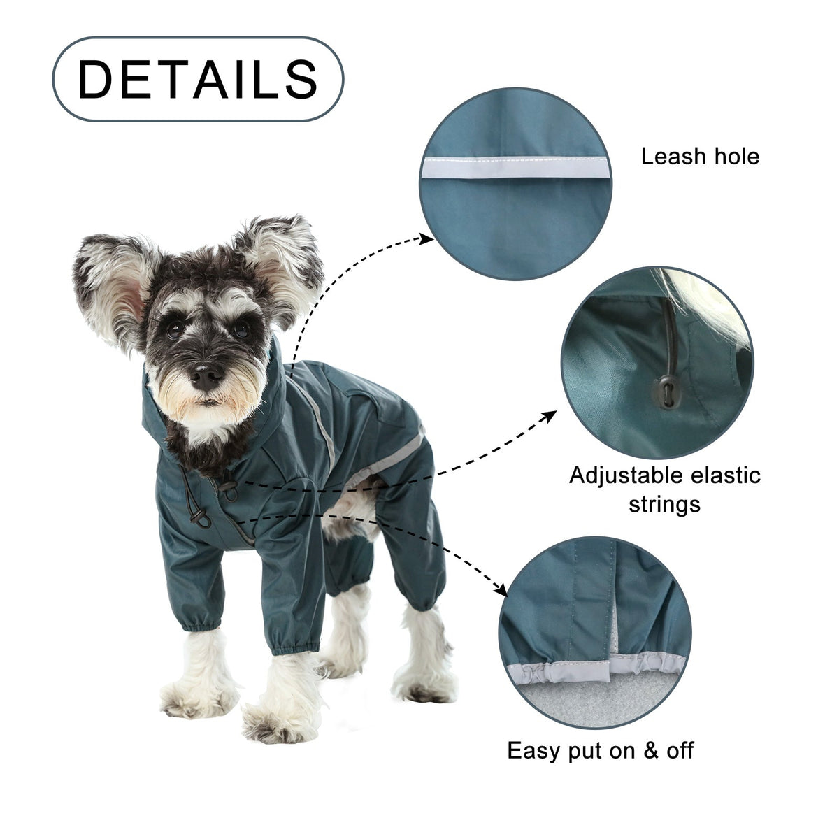 Ultralight Full - Covered Hooded Waterproof Dog Jacket-Blue