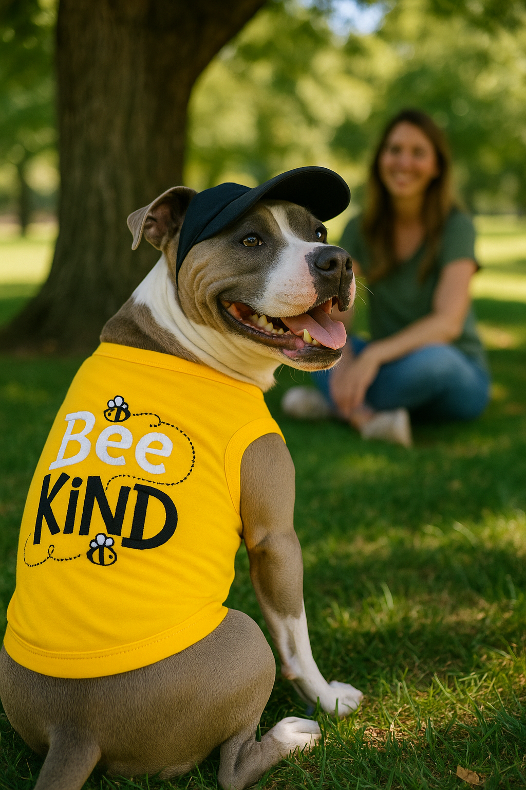 Parisian Pet Bee Kind Embroidered Dog T-Shirt-Yellow