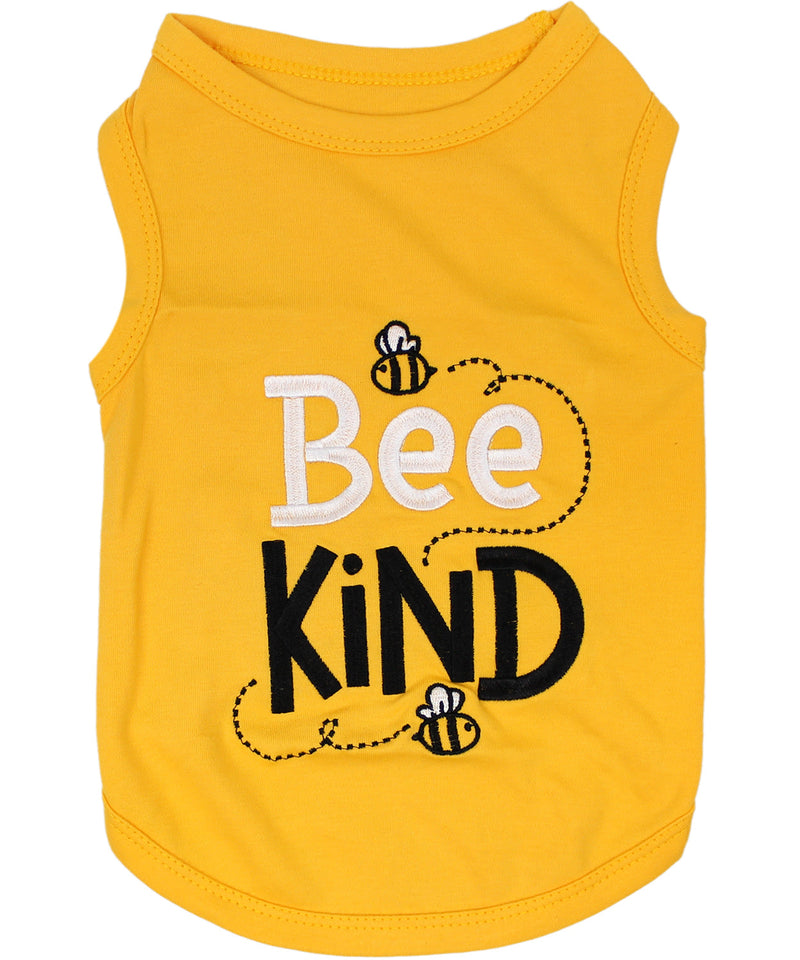 Parisian Pet Bee Kind Embroidered Dog T-Shirt-Yellow