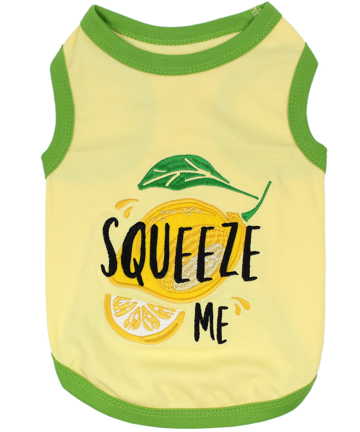 Parisian Pet Squeeze Me Dog Shirt – Playful Graphic Pet T-Shirt for Dogs & Cats, Yellow