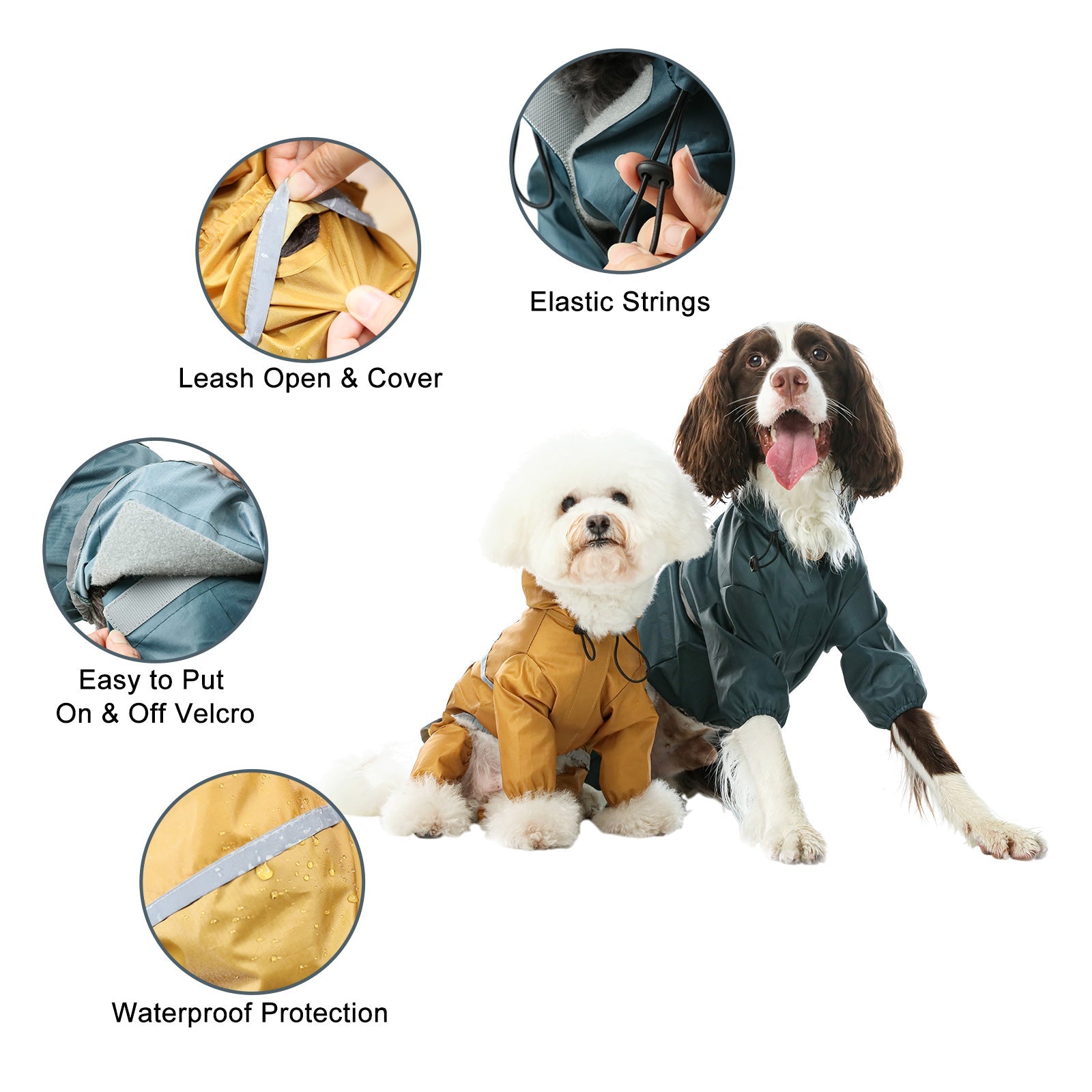 Ultralight Full - Covered Hooded Waterproof Dog Jacket-Blue