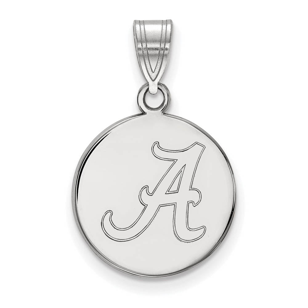 10k White Gold U. of Alabama Medium Initial A Disc Pendant