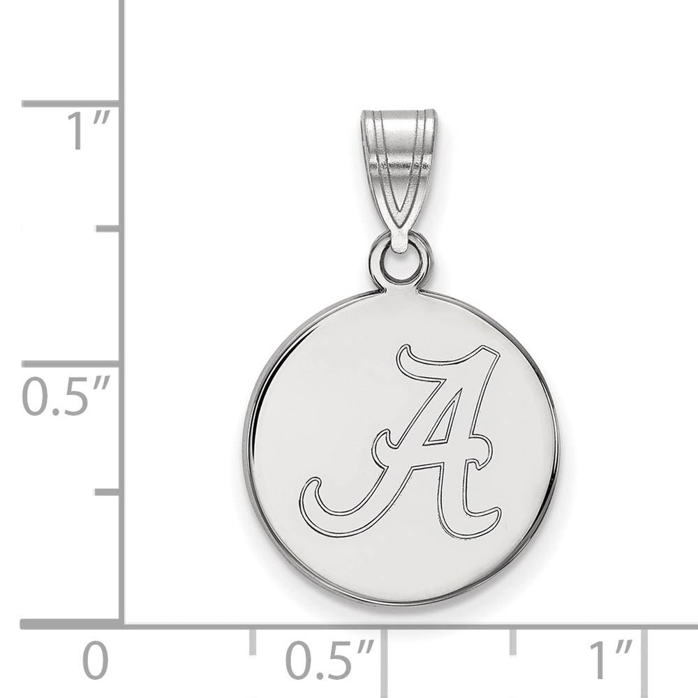 10k White Gold U. of Alabama Medium Initial A Disc Pendant