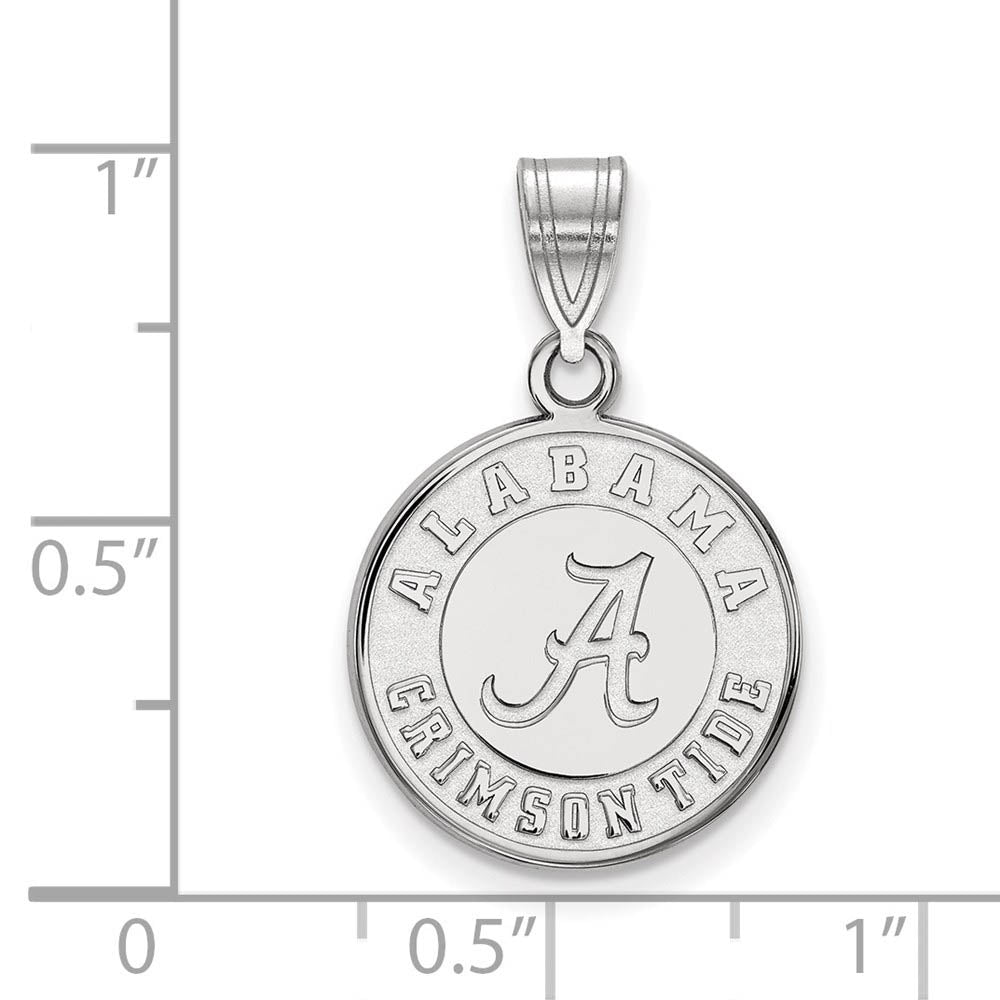 14k White Gold U. of Alabama Medium Disc Pendant